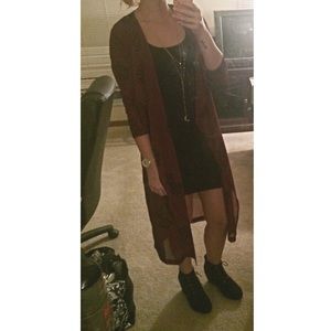 Sheer red kimono/cardigan